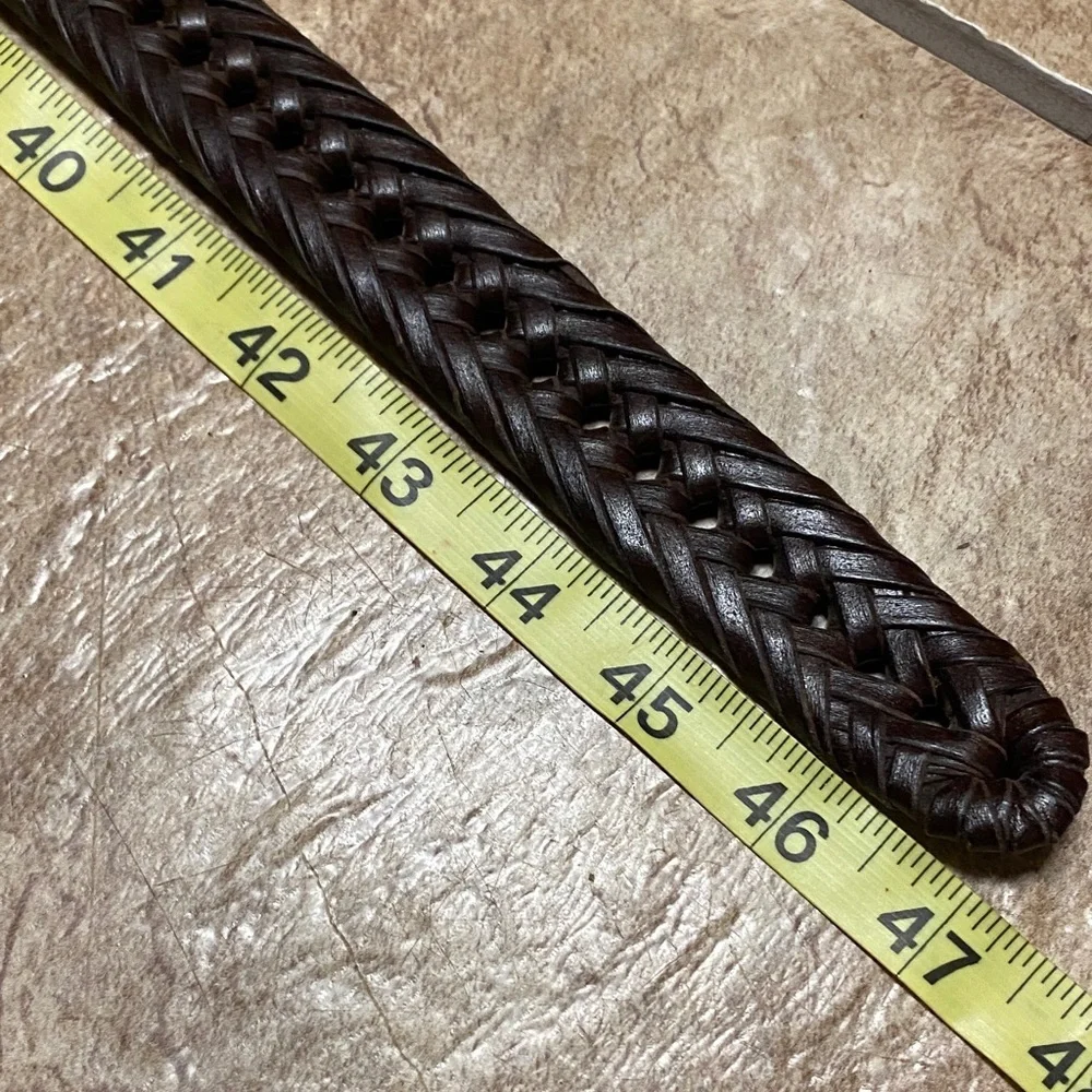 Unisex Woven Leather Belt - Dark Brown